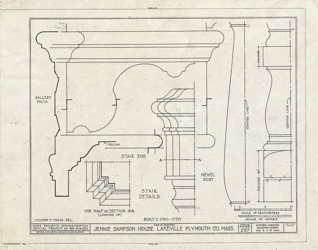 Blueprint HABS Mass,12-LAKVI,2- (Sheet 9 of 13) - Jennie Sampson House, Main Street (Moved to Cotchpinicutt Road, North Chatham, MA), Lakeville, Plymouth County, MA