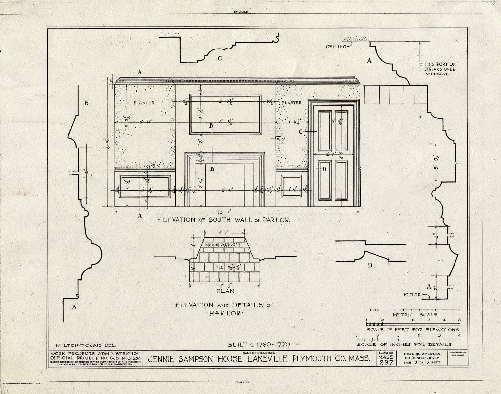 Blueprint HABS Mass,12-LAKVI,2- (Sheet 10 of 13) - Jennie Sampson House, Main Street (Moved to Cotchpinicutt Road, North Chatham, MA), Lakeville, Plymouth County, MA