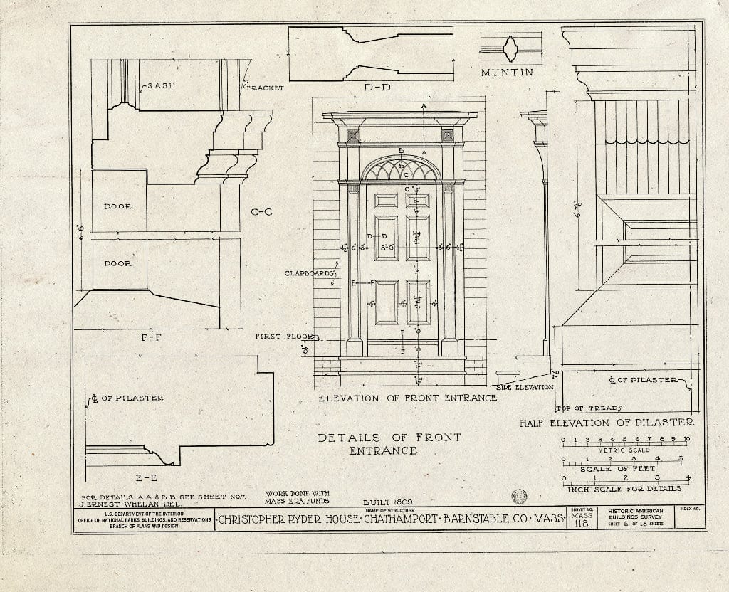 Blueprint HABS Mass,1-CHATPO,1- (Sheet 6 of 15) - Christopher Ryder House, Ryder's Cove Vicinity, Chatham Port, Barnstable County, MA