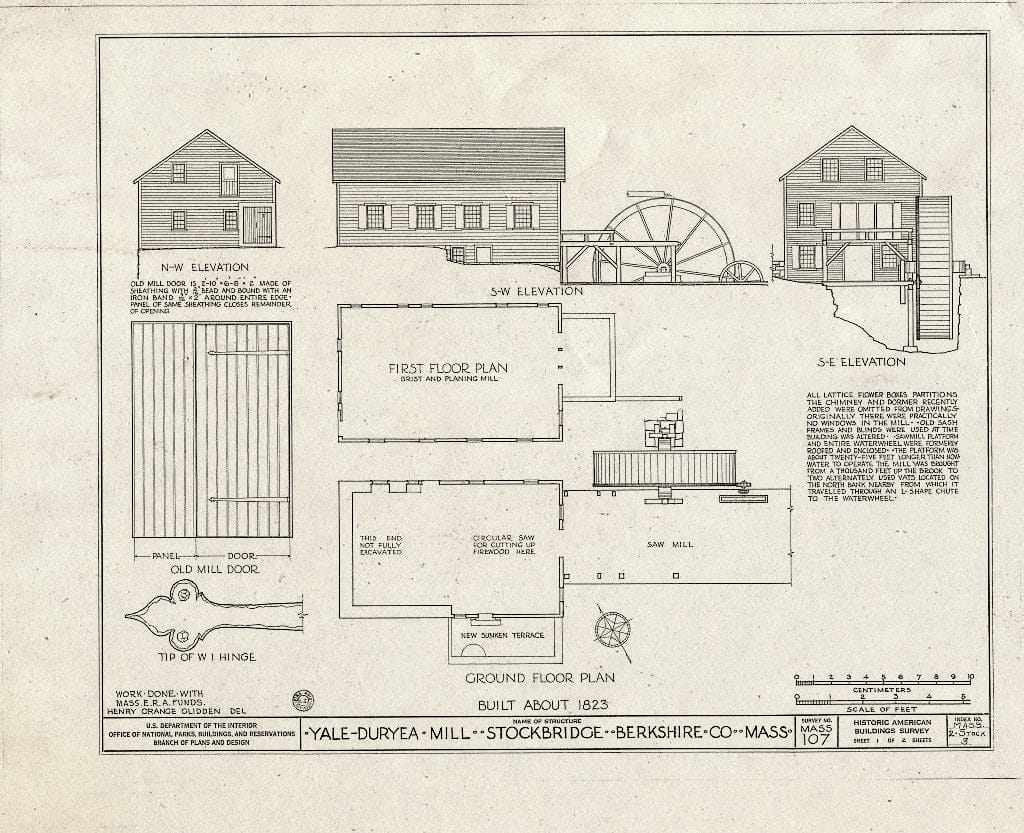 Blueprint HABS Mass,2-Stock,3- (Sheet 1 of 2) - Yale-Duryea Mills, East Main Street, Stockbridge, Berkshire County, MA