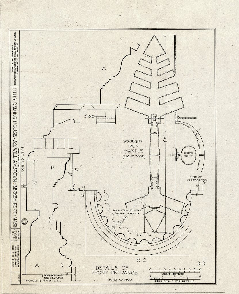 Blueprint HABS Mass,2-Wills,1- (Sheet 5 of 6) - Titus Deming House, New Ashford Road, South Williamstown, Berkshire County, MA