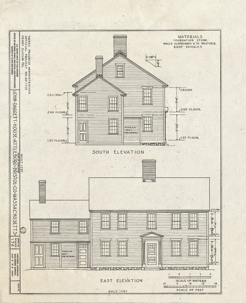 Blueprint HABS Mass,3-ATBO,1- (Sheet 2 of 6) - John Daggett House, 480 North Main Street, Attleboro, Bristol County, MA
