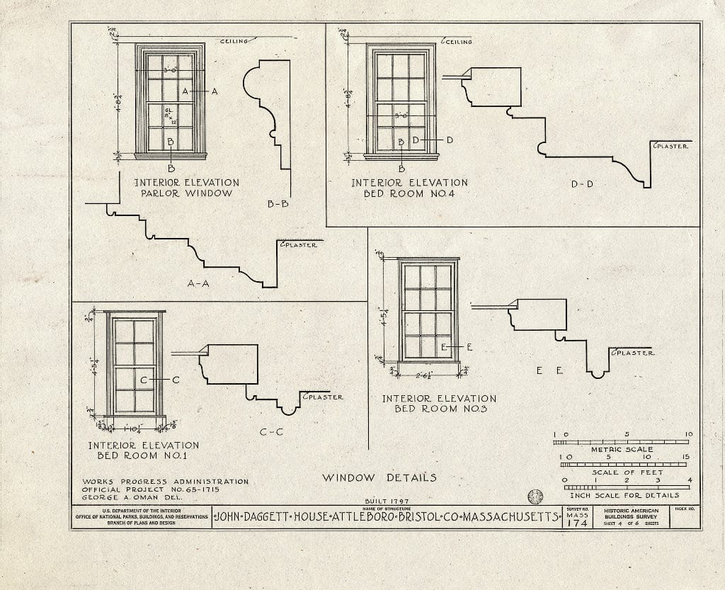 Blueprint HABS Mass,3-ATBO,1- (Sheet 4 of 6) - John Daggett House, 480 North Main Street, Attleboro, Bristol County, MA