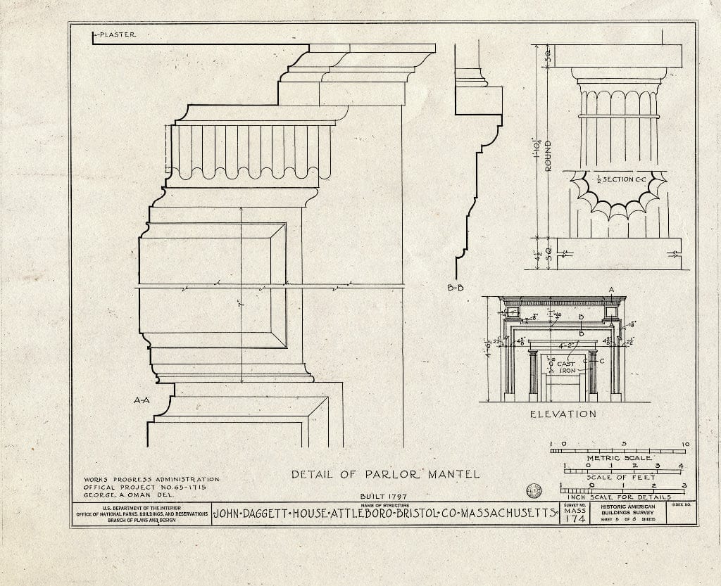 Blueprint HABS Mass,3-ATBO,1- (Sheet 5 of 6) - John Daggett House, 480 North Main Street, Attleboro, Bristol County, MA