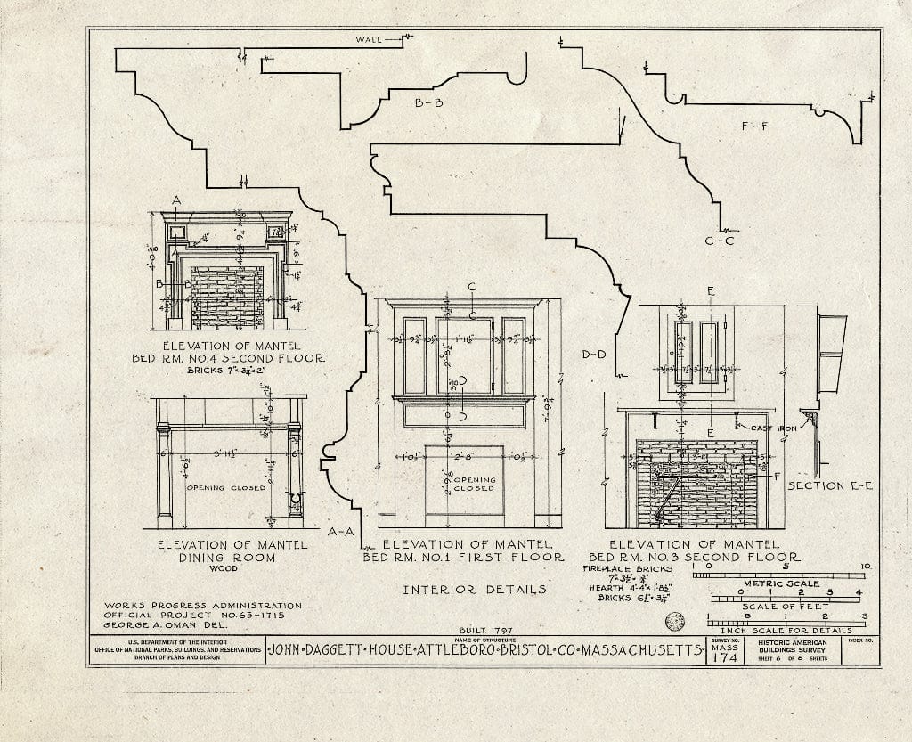 Blueprint HABS Mass,3-ATBO,1- (Sheet 6 of 6) - John Daggett House, 480 North Main Street, Attleboro, Bristol County, MA