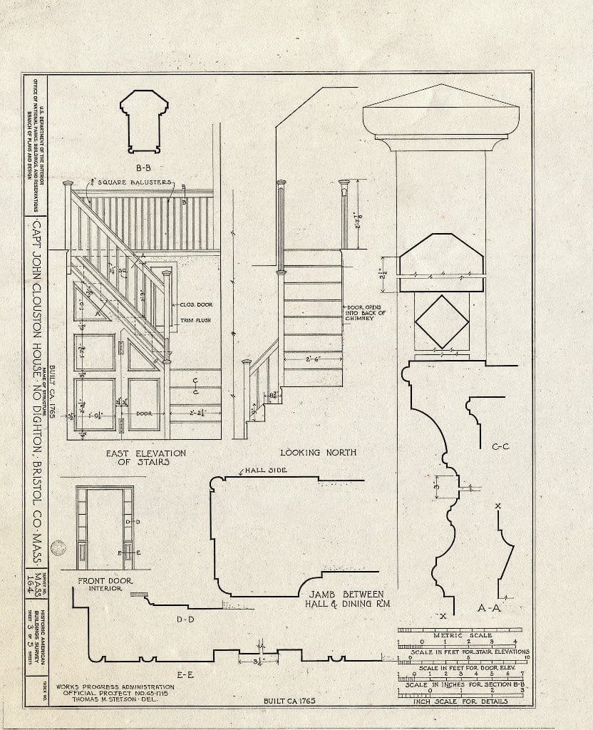 Blueprint HABS Mass,3-DITN,1- (Sheet 3 of 5) - Captain John Clouston House, Somerset Avenue, North Dighton, Bristol County, MA