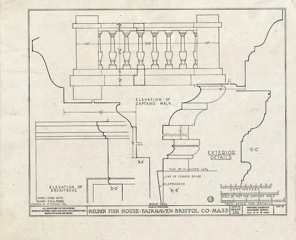 Blueprint HABS Mass,3-FAIR,10- (Sheet 3 of 8) - Reuben Fish House, William & Union Streets, Fairhaven, Bristol County, MA