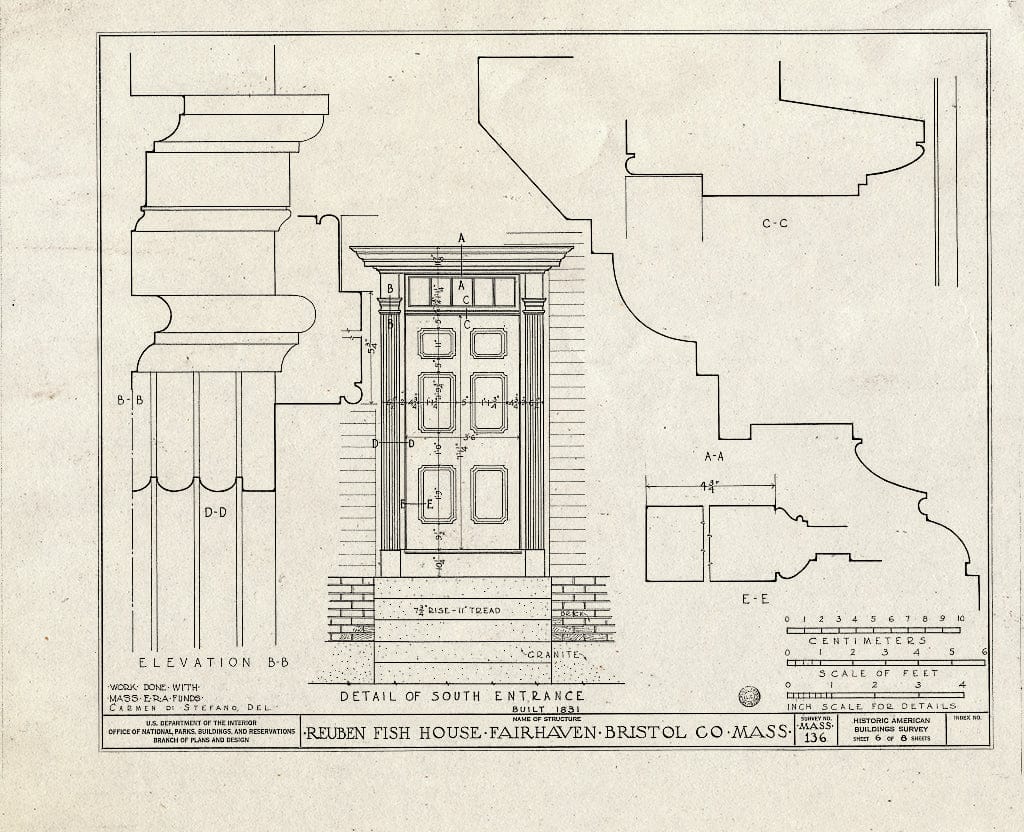 Blueprint HABS Mass,3-FAIR,10- (Sheet 6 of 8) - Reuben Fish House, William & Union Streets, Fairhaven, Bristol County, MA