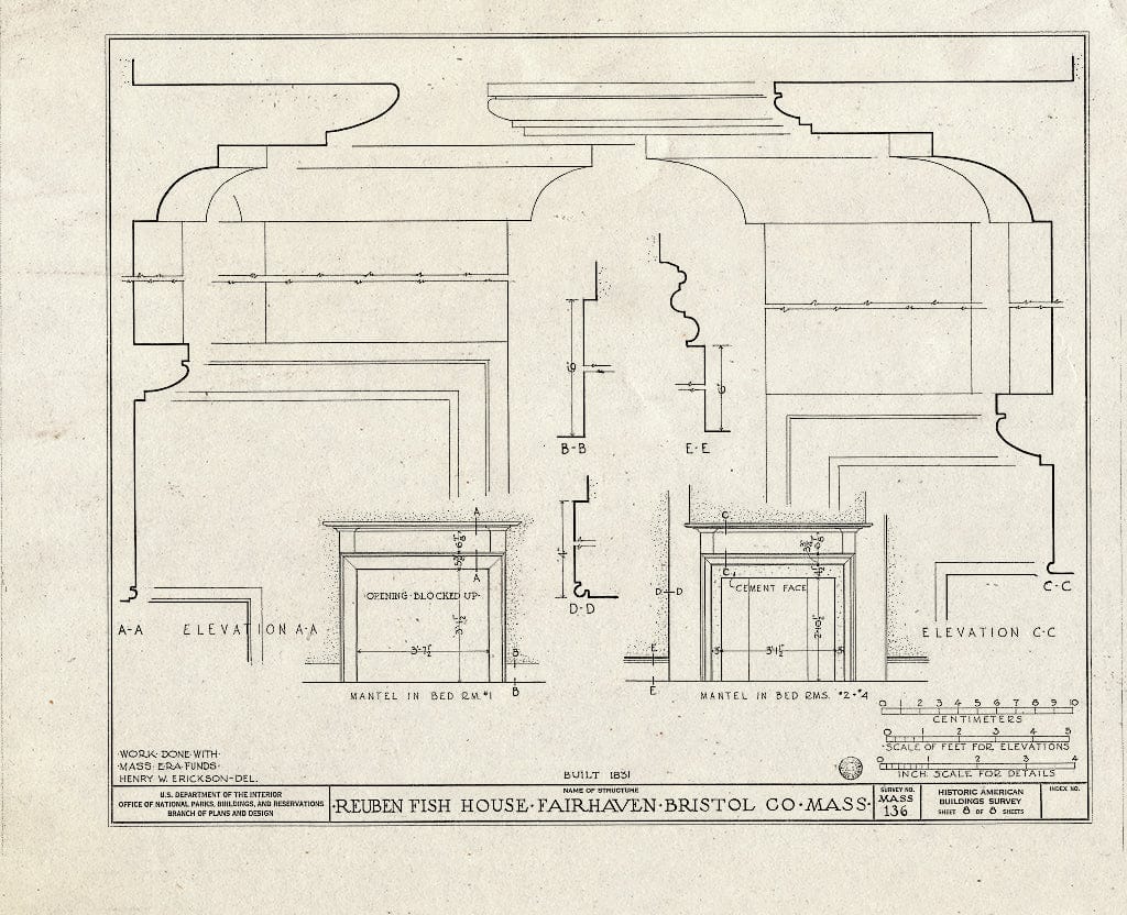 Blueprint HABS Mass,3-FAIR,10- (Sheet 8 of 8) - Reuben Fish House, William & Union Streets, Fairhaven, Bristol County, MA