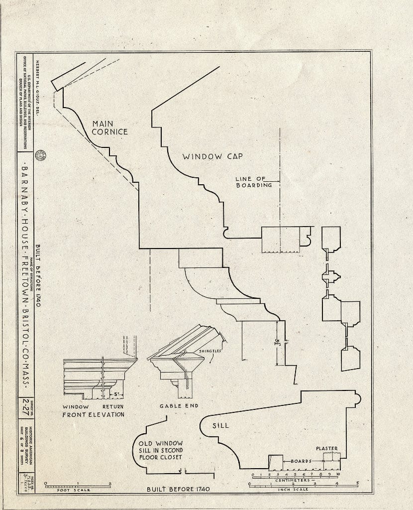 Blueprint HABS Mass,3-FRETO,1- (Sheet 6 of 8) - James Barnaby House, North Main Street, Freetown (Historical), Bristol County, MA