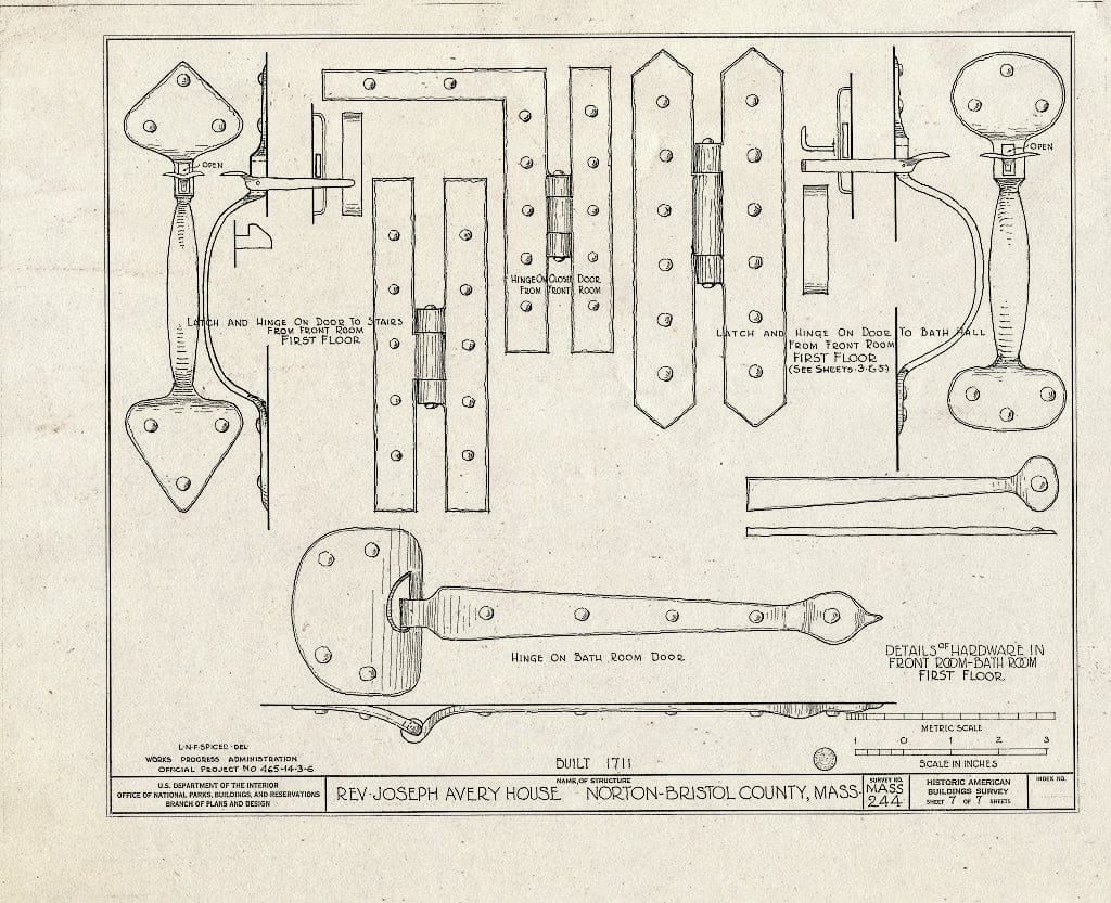 Blueprint HABS Mass,3-NORT,1- (Sheet 7 of 7) - Reverend Joseph Avery House, Main Street, Norton, Bristol County, MA