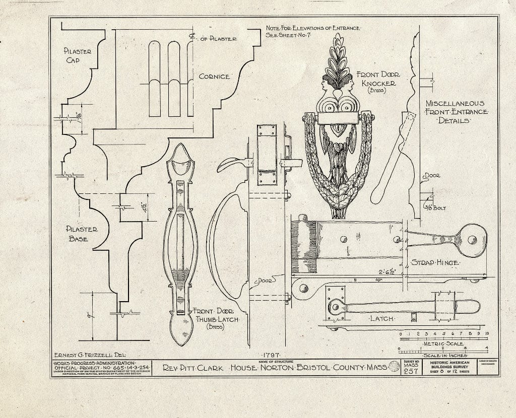 Blueprint HABS Mass,3-NORT,2- (Sheet 8 of 12) - Reverend Pitt Clark House, Mansfield Avenue, Norton, Bristol County, MA