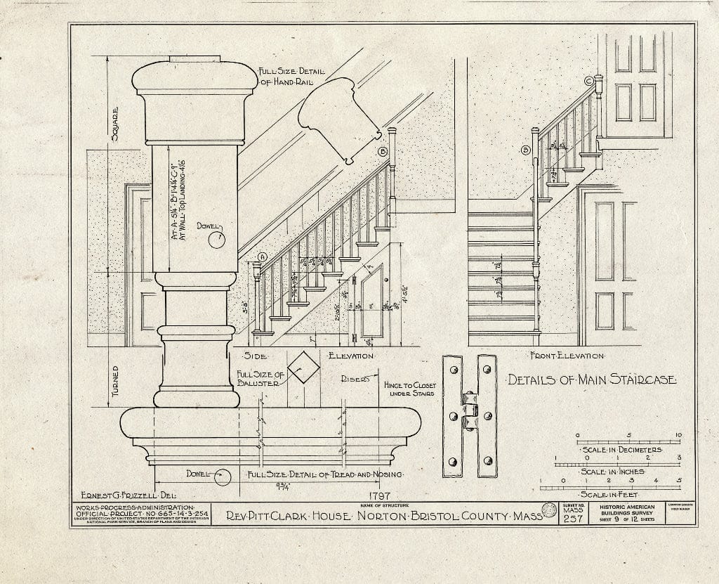 Blueprint HABS Mass,3-NORT,2- (Sheet 9 of 12) - Reverend Pitt Clark House, Mansfield Avenue, Norton, Bristol County, MA
