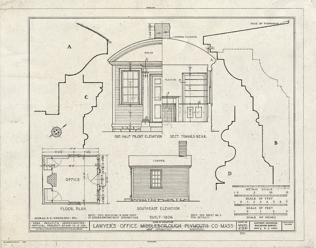 Blueprint HABS Mass,7-SPRIFW,6- (Sheet 2 of 3) - Lawyer's Office,Storrowton (Moved from Middleboro, MA), West Springfield, Hampden County, MA