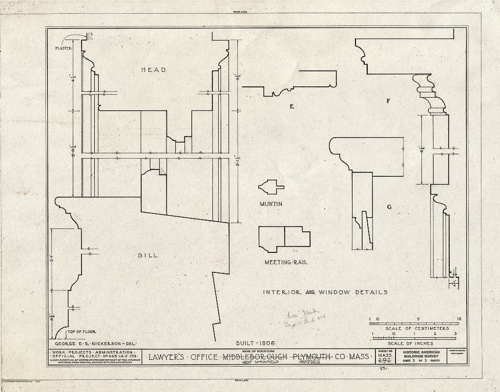 Blueprint HABS Mass,7-SPRIFW,6- (Sheet 3 of 3) - Lawyer's Office,Storrowton (Moved from Middleboro, MA), West Springfield, Hampden County, MA