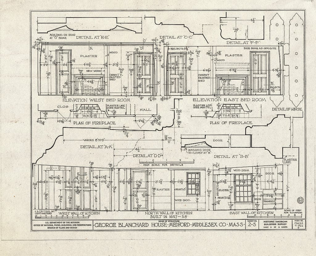 Blueprint HABS Mass,9-MED,7- (Sheet 3 of 7) - George Blanchard House, 18 Bradbury Avenue, Medford, Middlesex County, MA