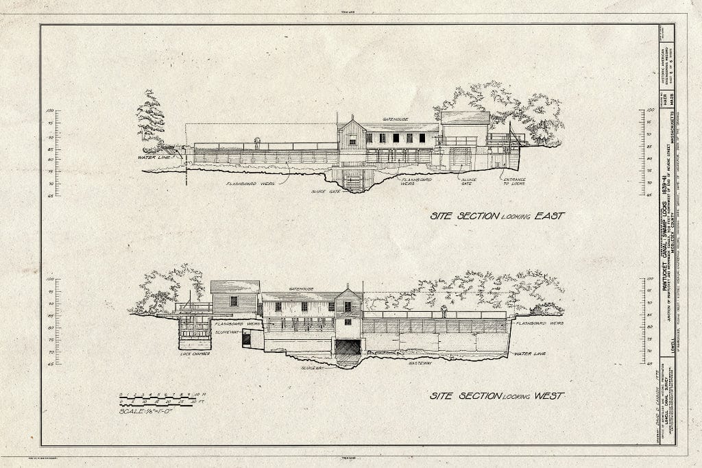 Blueprint HAER Mass,9-Low,9B- (Sheet 6 of 6) - Pawtucket Canal, Swamp Locks, Pawtucket & Merrimack Canals, Lowell, Middlesex County, MA