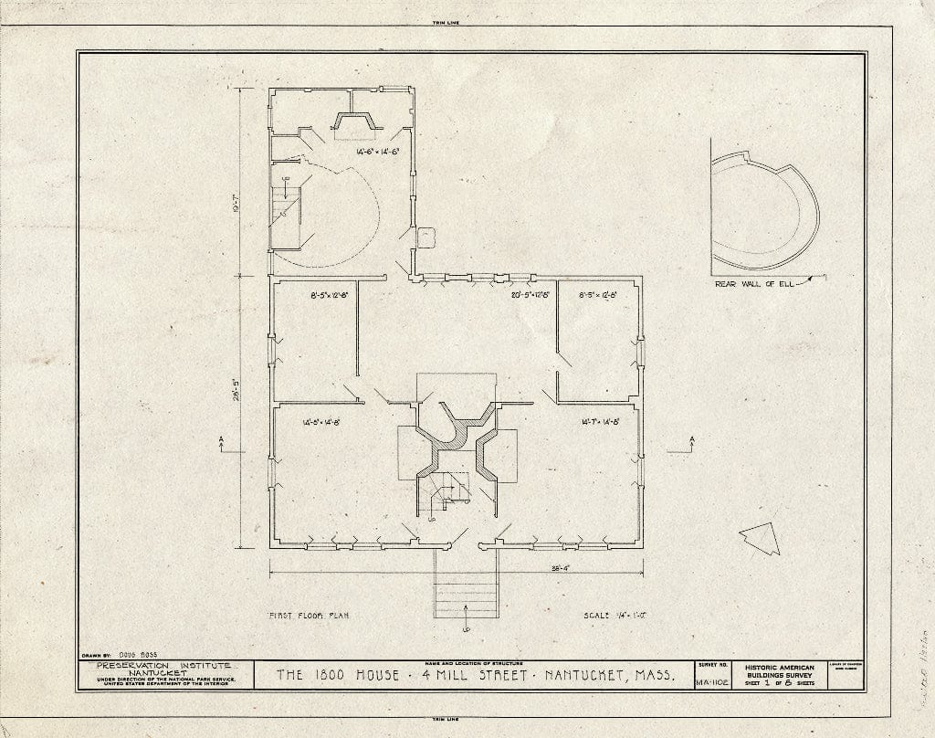Blueprint HABS Mass,10-NANT,80- (Sheet 1 of 8) - Eighteen-Hundred House, 4 Mill Street, Nantucket, Nantucket County, MA