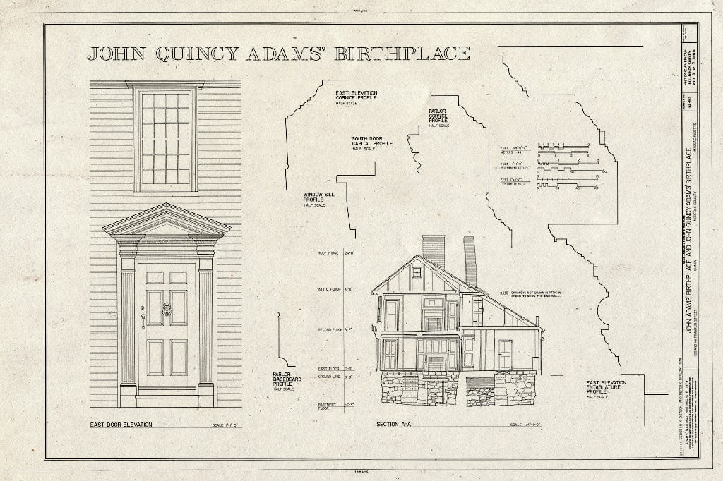 Blueprint HABS Mass,11-QUI,7- (Sheet 3 of 3) - John Quincy Adams Birthplace, 141 Franklin Street, Quincy, Norfolk County, MA