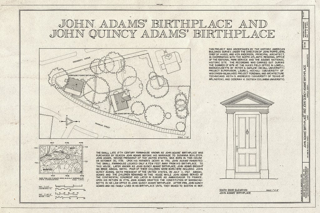 Blueprint HABS Mass,11-QUI,6- (Sheet 1 of 4) - John Adams Birthplace, 133 Franklin Street, Quincy, Norfolk County, MA