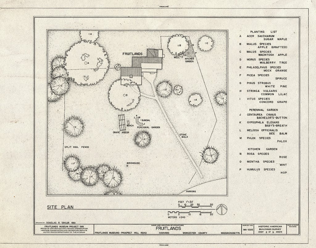 Blueprint HABS Mass,14-Harv,18- (Sheet 2 of 9) -"Fruitlands, Fruitlands Museum, Prospect Hill Road, Harvard, Worcester County, MA