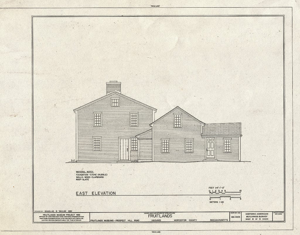 Blueprint HABS Mass,14-Harv,18- (Sheet 8 of 9) -"Fruitlands, Fruitlands Museum, Prospect Hill Road, Harvard, Worcester County, MA
