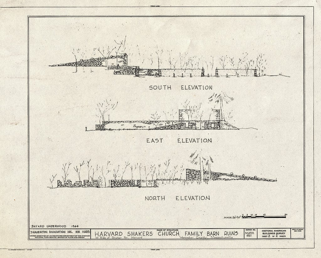 Blueprint HABS Mass,14-Harv,2- (Sheet 2 of 2) - Shaker Church Family Barn (Ruins), Shaker Road Vicinity, Harvard, Worcester County, MA