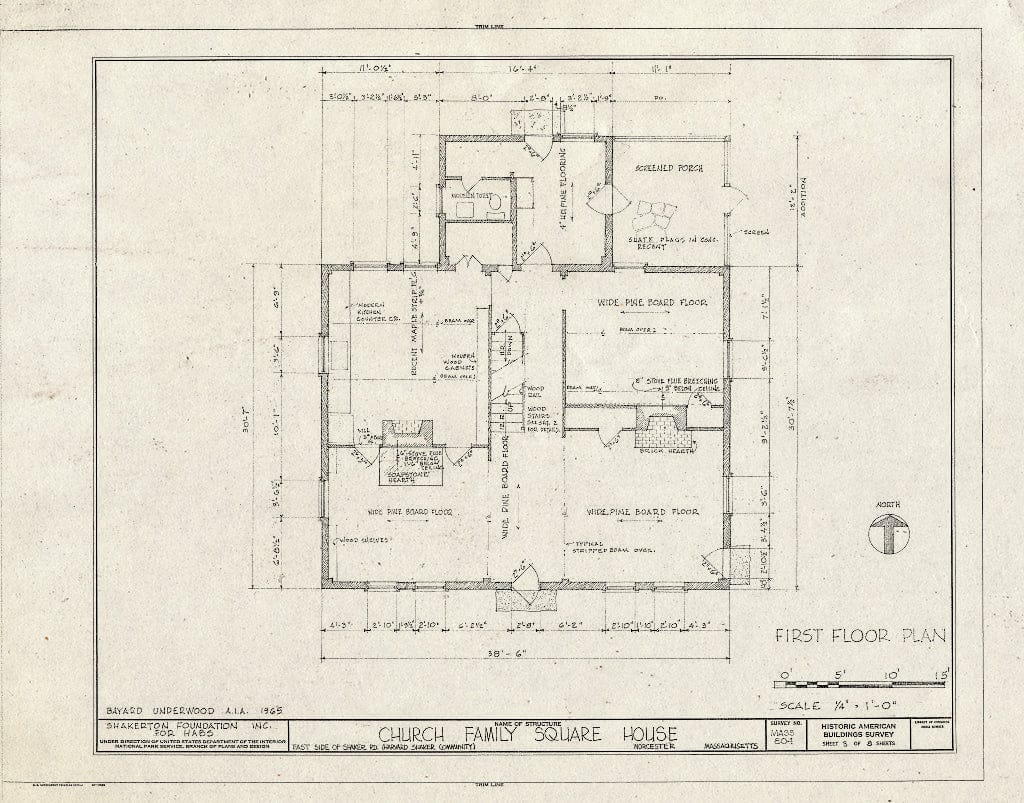 Blueprint HABS Mass,14-Harv,6- (Sheet 3 of 8) - Shaker Church Family Square House, Shaker Road, Harvard, Worcester County, MA