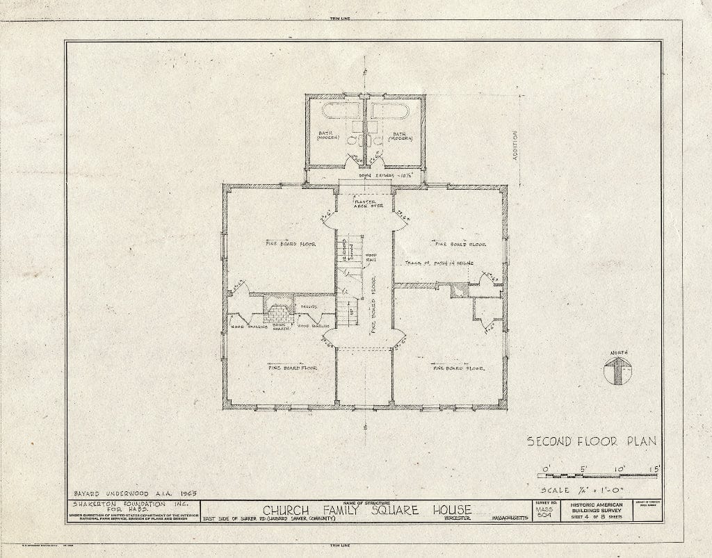 Blueprint HABS Mass,14-Harv,6- (Sheet 4 of 8) - Shaker Church Family Square House, Shaker Road, Harvard, Worcester County, MA