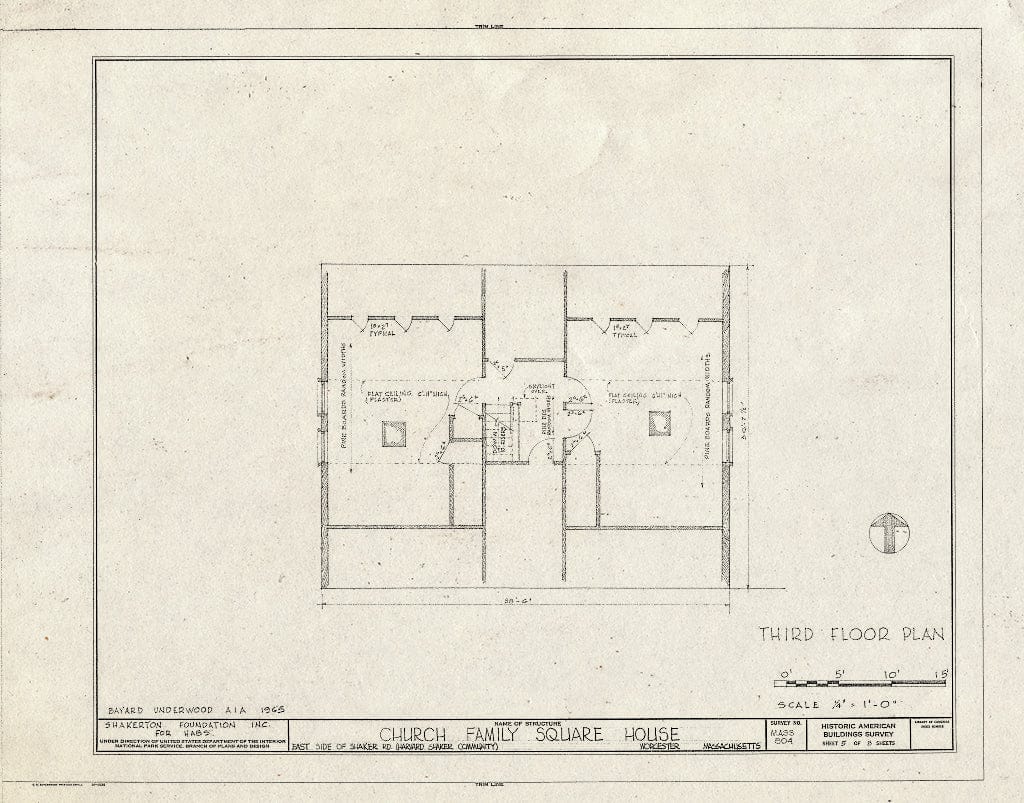 Blueprint HABS Mass,14-Harv,6- (Sheet 5 of 8) - Shaker Church Family Square House, Shaker Road, Harvard, Worcester County, MA