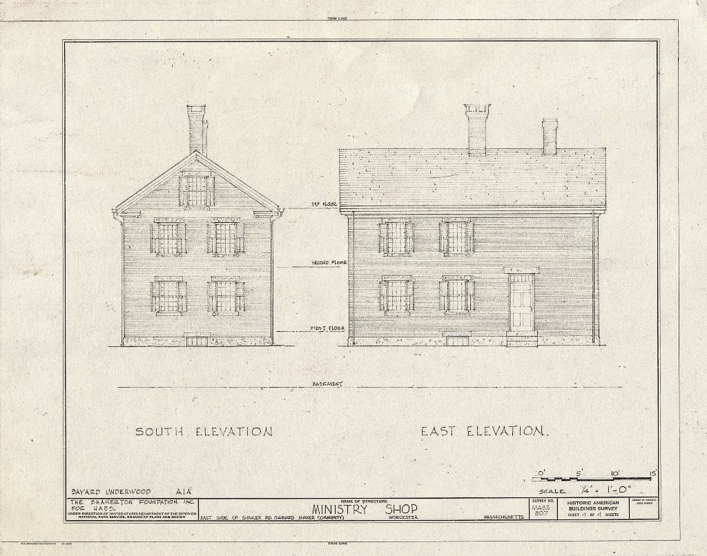 Blueprint HABS Mass,14-Harv,9- (Sheet 4 of 4) - Shaker Ministry's Shop, Shaker Road, Harvard, Worcester County, MA