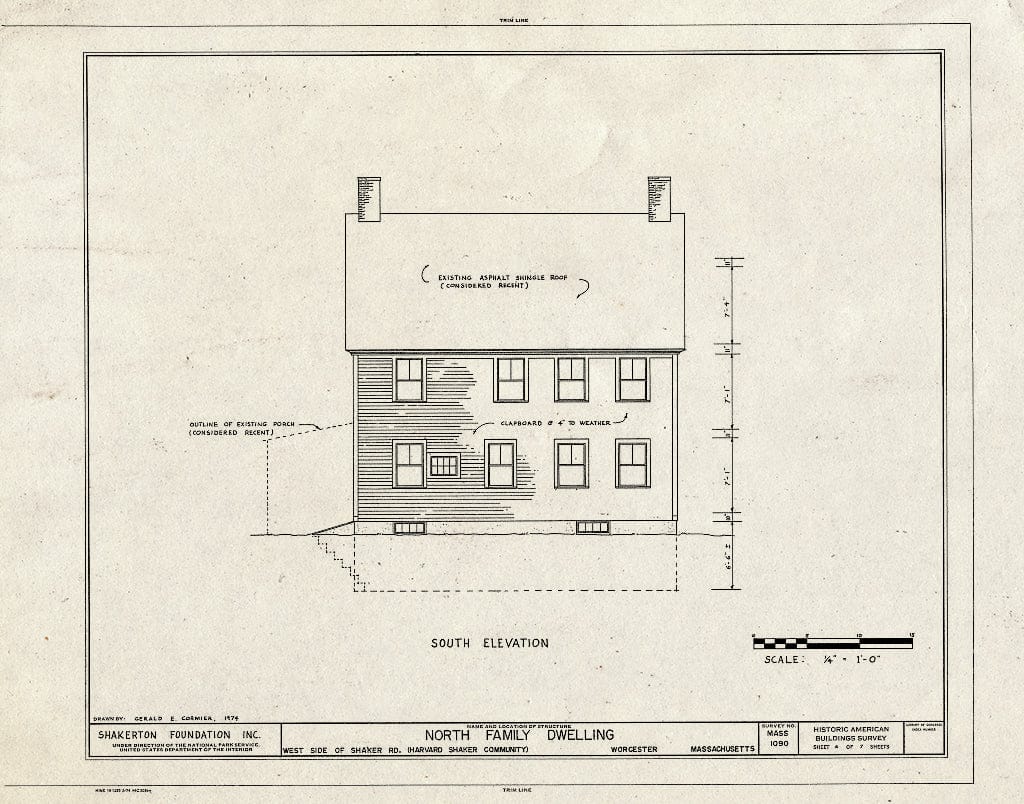 Blueprint HABS Mass,14-Harv,5- (Sheet 6 of 7) - Shaker North Family Dwelling House, Shaker Road, Harvard, Worcester County, MA