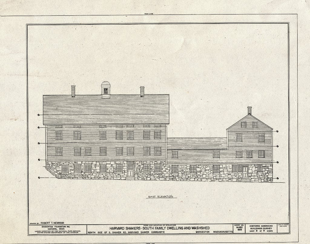 Blueprint HABS Mass,14-Harv,13- (Sheet 8 of 8) - Shaker South Family Dwelling House, South Shaker Road, Harvard, Worcester County, MA
