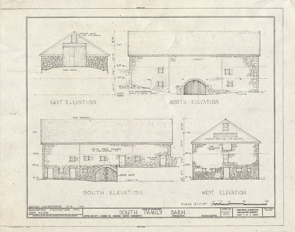 Blueprint HABS Mass,14-Harv,10- (Sheet 3 of 4) - Shaker South Family Barn, South Shaker Road, Harvard, Worcester County, MA