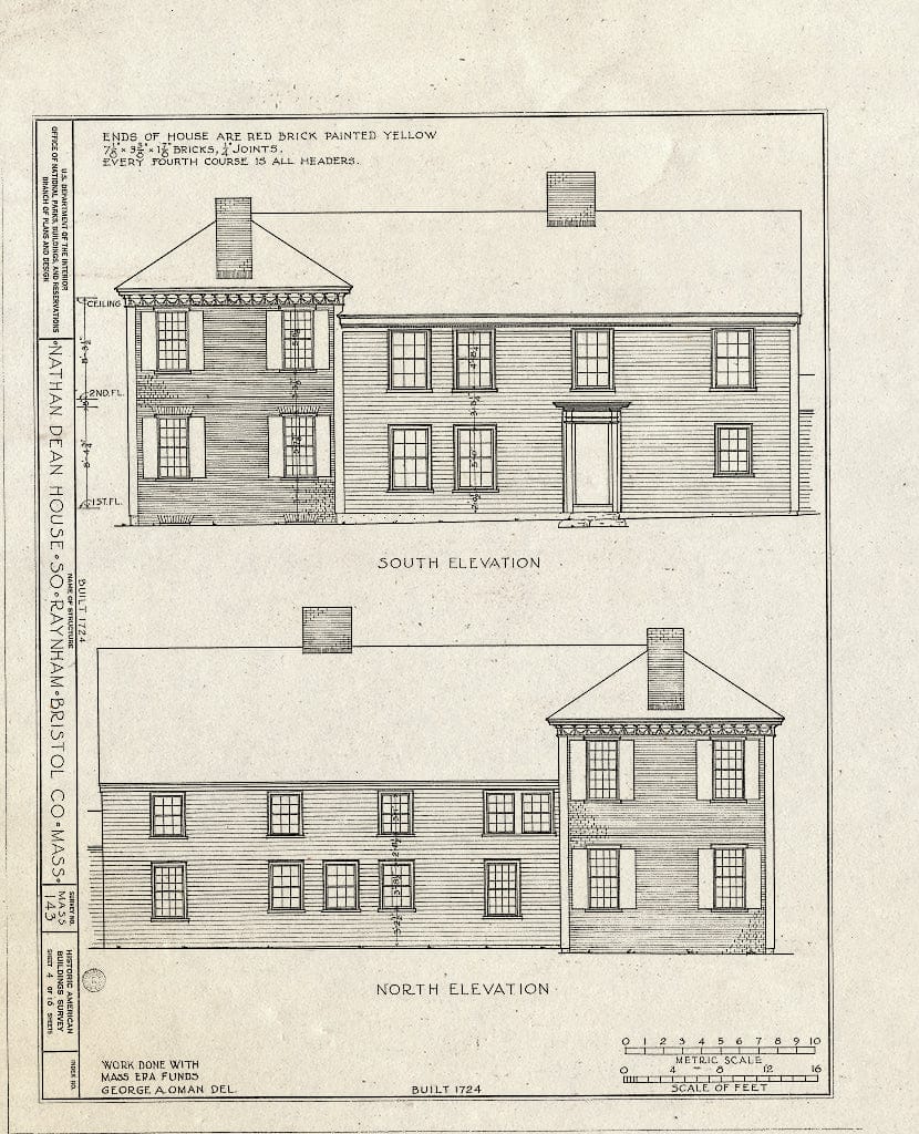 Blueprint HABS Mass,3-TAUTE,1- (Sheet 4 of 16) - Nathan Dean House, Old Colony Road, East Taunton, Bristol County, MA