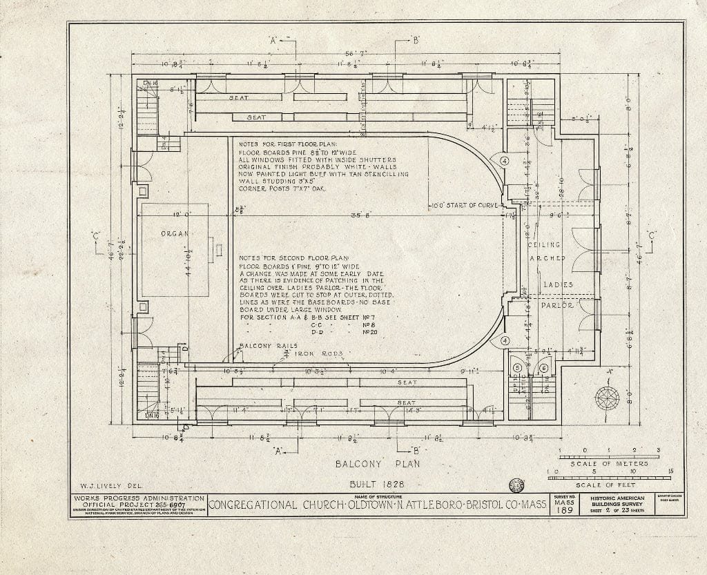 Blueprint HABS Mass,3-OLTO,3- (Sheet 2 of 23) - Congregational Church, Old Post Road, North Attleboro, Bristol County, MA