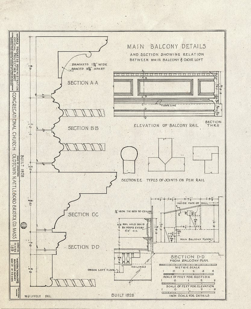 Blueprint HABS Mass,3-OLTO,3- (Sheet 21 of 23) - Congregational Church, Old Post Road, North Attleboro, Bristol County, MA