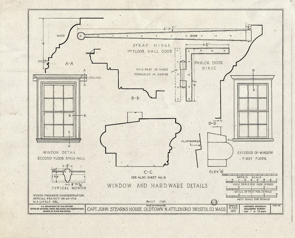 Blueprint HABS Mass,3-OLTO,2- (Sheet 7 of 12) - Captain John Stearns House, Old Post Road, Oldtown, North Attleboro, Bristol County, MA