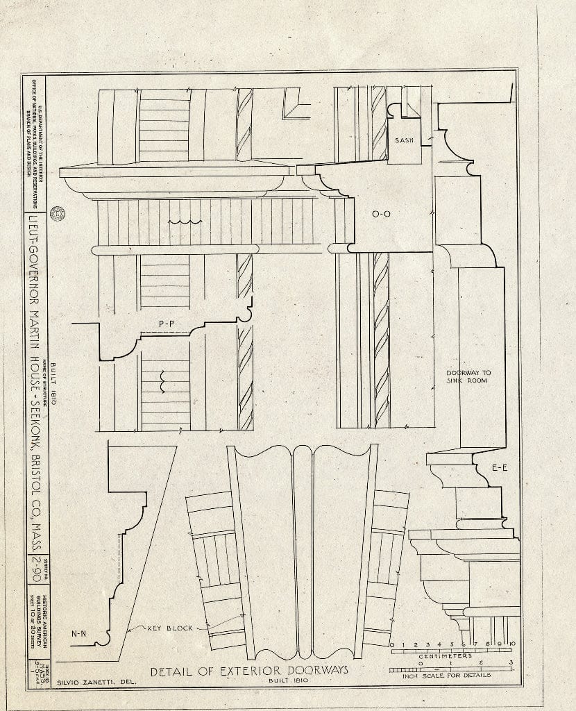Blueprint HABS Mass,3-SEKO,1- (Sheet 10 of 20) - Lieutenant Governor Simeon Martin House, County Street, Seekonk, Bristol County, MA