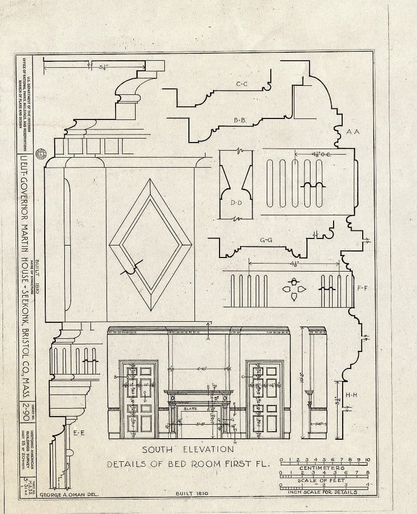 Blueprint HABS Mass,3-SEKO,1- (Sheet 18 of 20) - Lieutenant Governor Simeon Martin House, County Street, Seekonk, Bristol County, MA