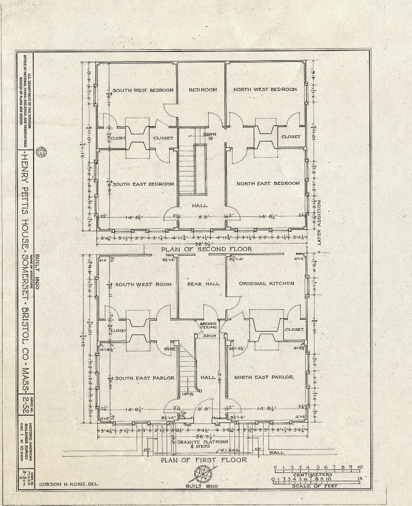 Blueprint HABS Mass,3-SOM,2- (Sheet 1 of 10) - Henry Pettis House, Main Street & Pierce Road, Somerset, Bristol County, MA
