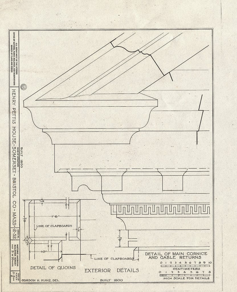 Blueprint HABS Mass,3-SOM,2- (Sheet 3 of 10) - Henry Pettis House, Main Street & Pierce Road, Somerset, Bristol County, MA