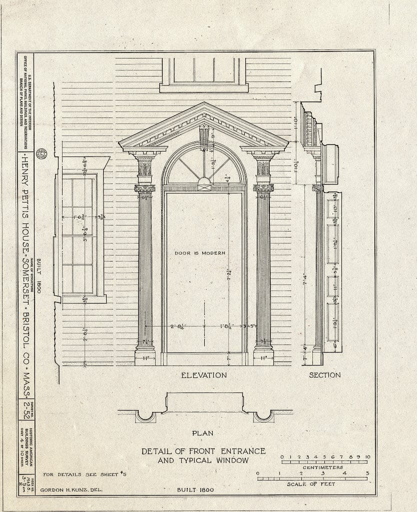 Blueprint HABS Mass,3-SOM,2- (Sheet 4 of 10) - Henry Pettis House, Main Street & Pierce Road, Somerset, Bristol County, MA
