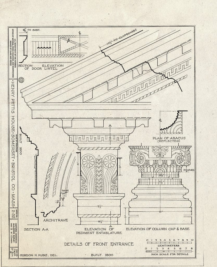 Blueprint HABS Mass,3-SOM,2- (Sheet 5 of 10) - Henry Pettis House, Main Street & Pierce Road, Somerset, Bristol County, MA