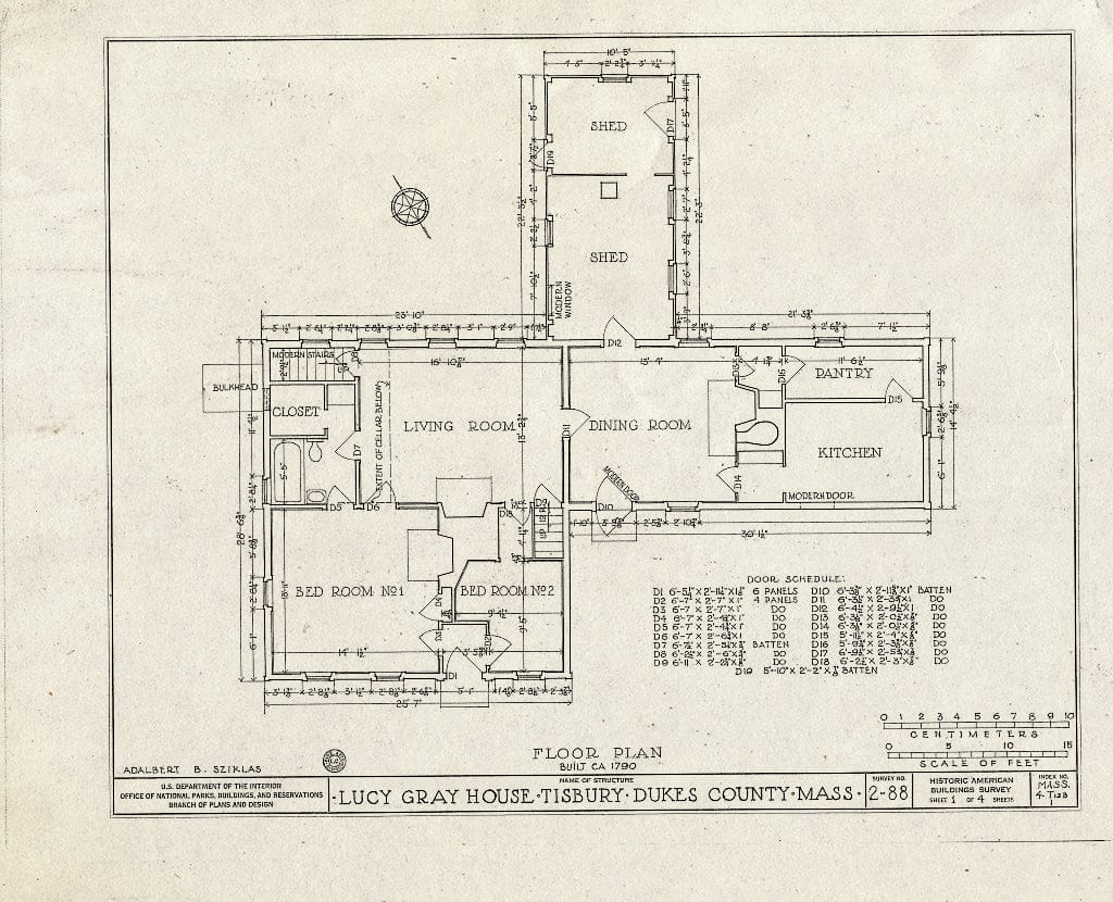 Blueprint HABS Mass,4-TISB,1- (Sheet 1 of 4) - Lucy Gray House, Indian Hill Road, North Tisbury, Dukes County, MA