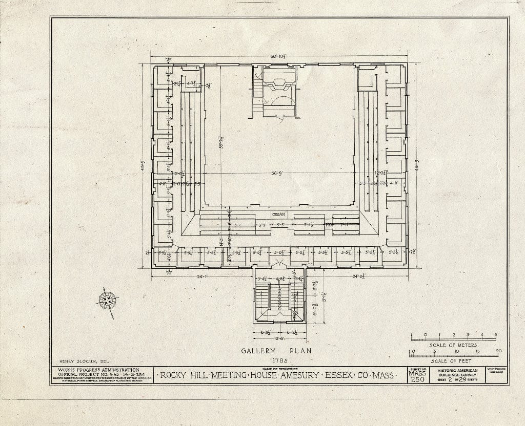 Blueprint HABS Mass,5-AMB,1- (Sheet 2 of 29) - Rocky Hill Meetinghouse, Elm Street & Portsmouth Road, Amesbury, Essex County, MA