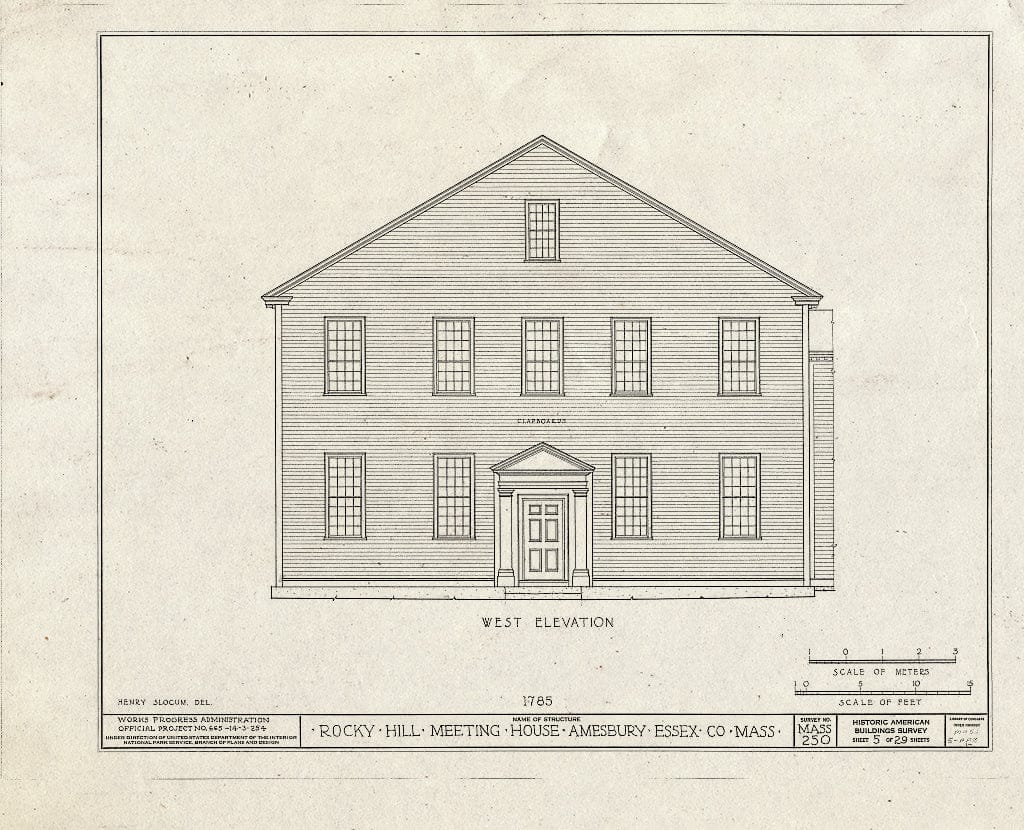 Blueprint HABS Mass,5-AMB,1- (Sheet 5 of 29) - Rocky Hill Meetinghouse, Elm Street & Portsmouth Road, Amesbury, Essex County, MA