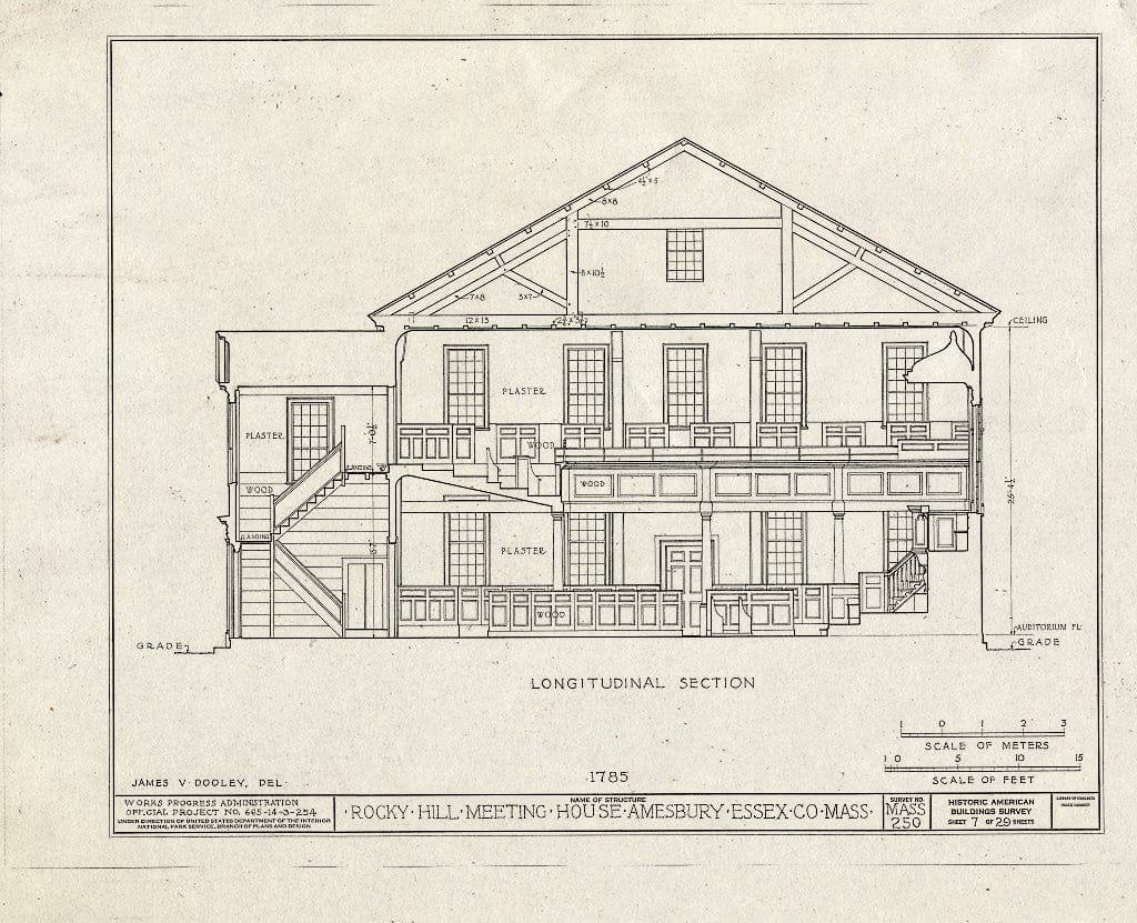 Blueprint HABS Mass,5-AMB,1- (Sheet 7 of 29) - Rocky Hill Meetinghouse, Elm Street & Portsmouth Road, Amesbury, Essex County, MA