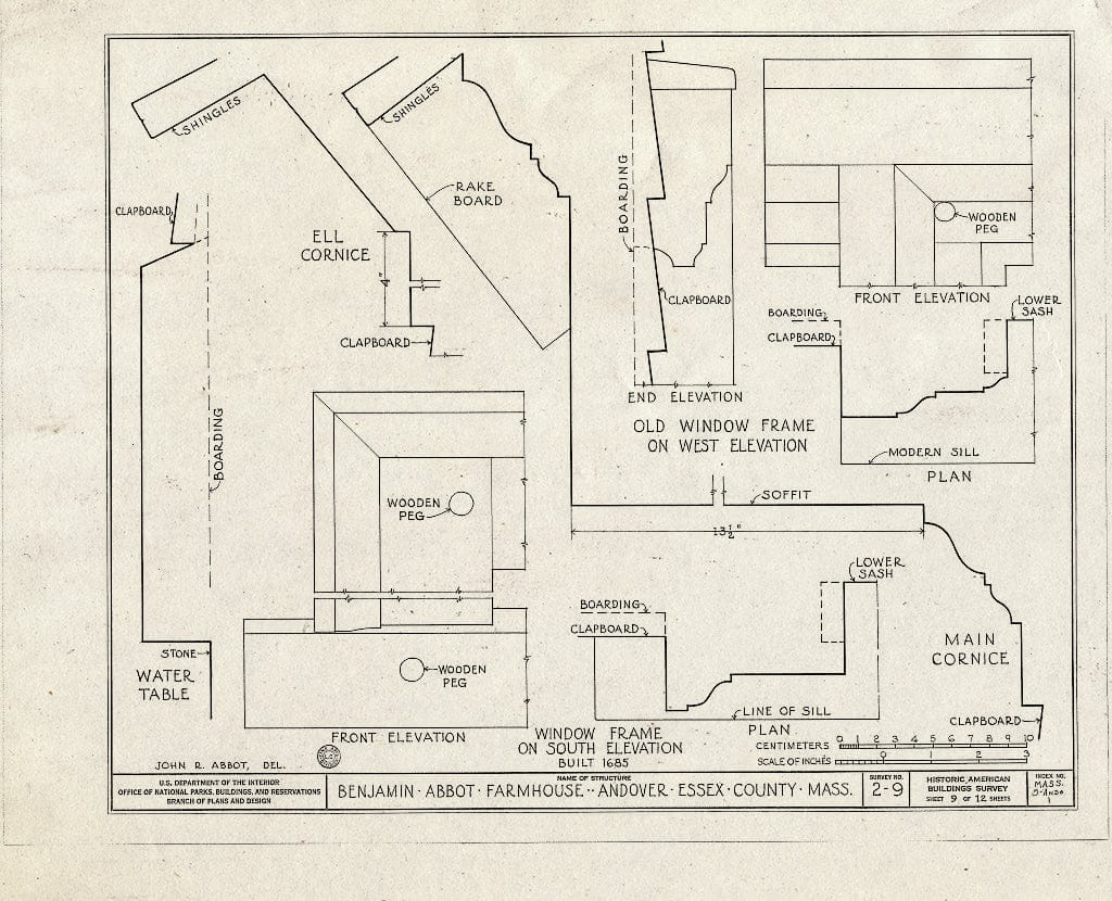 Blueprint HABS Mass,5-Ando,1- (Sheet 9 of 12) - Benjamin Abbott Farmhouse, Andover Street & Argilla Road, Andover, Essex County, MA