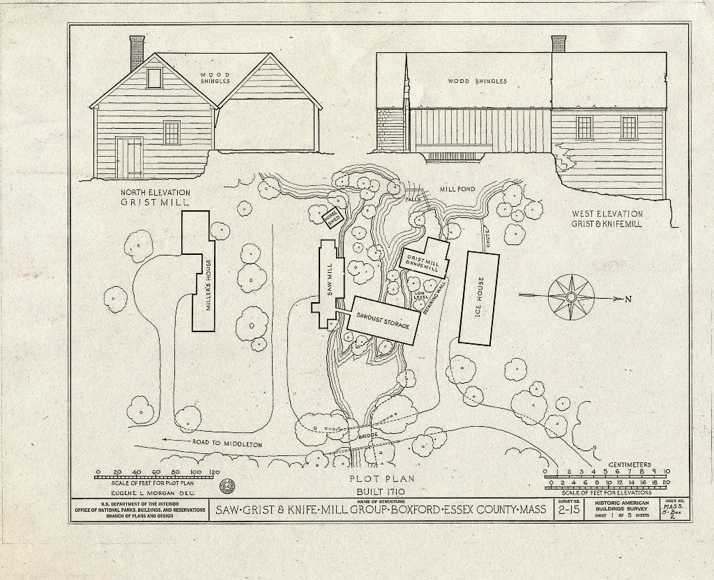 Blueprint HABS Mass,5-Box,2- (Sheet 1 of 5) - Saw, Grist & Knife Mill Group, Middleton Road, Boxford, Essex County, MA